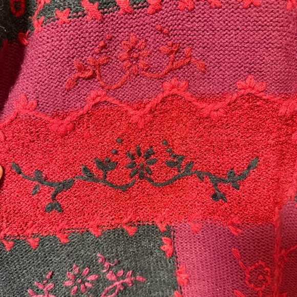 Vintage 90s Womens Floral Patchwork Sweater XL Boho Indie Embroidered Grandma - Picture 4 of 13